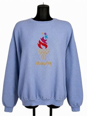 Vintage 1996 Atlanta Olympics Centennial Sweatshirt | Embroidered Blue Pullover